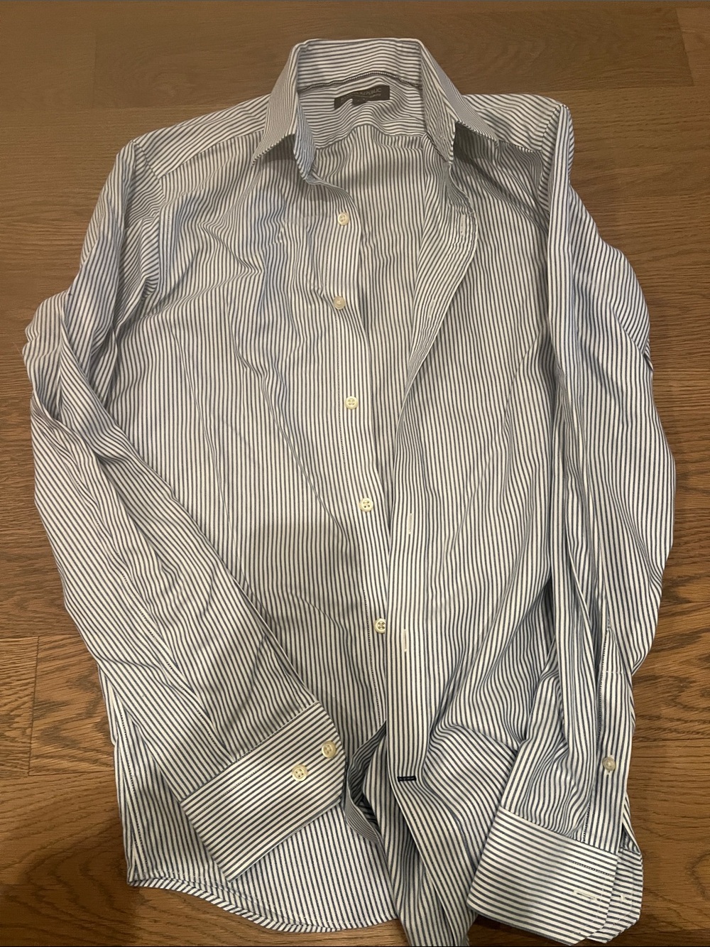 Banana Republic Blue and White Pinstripe Dress Shirt